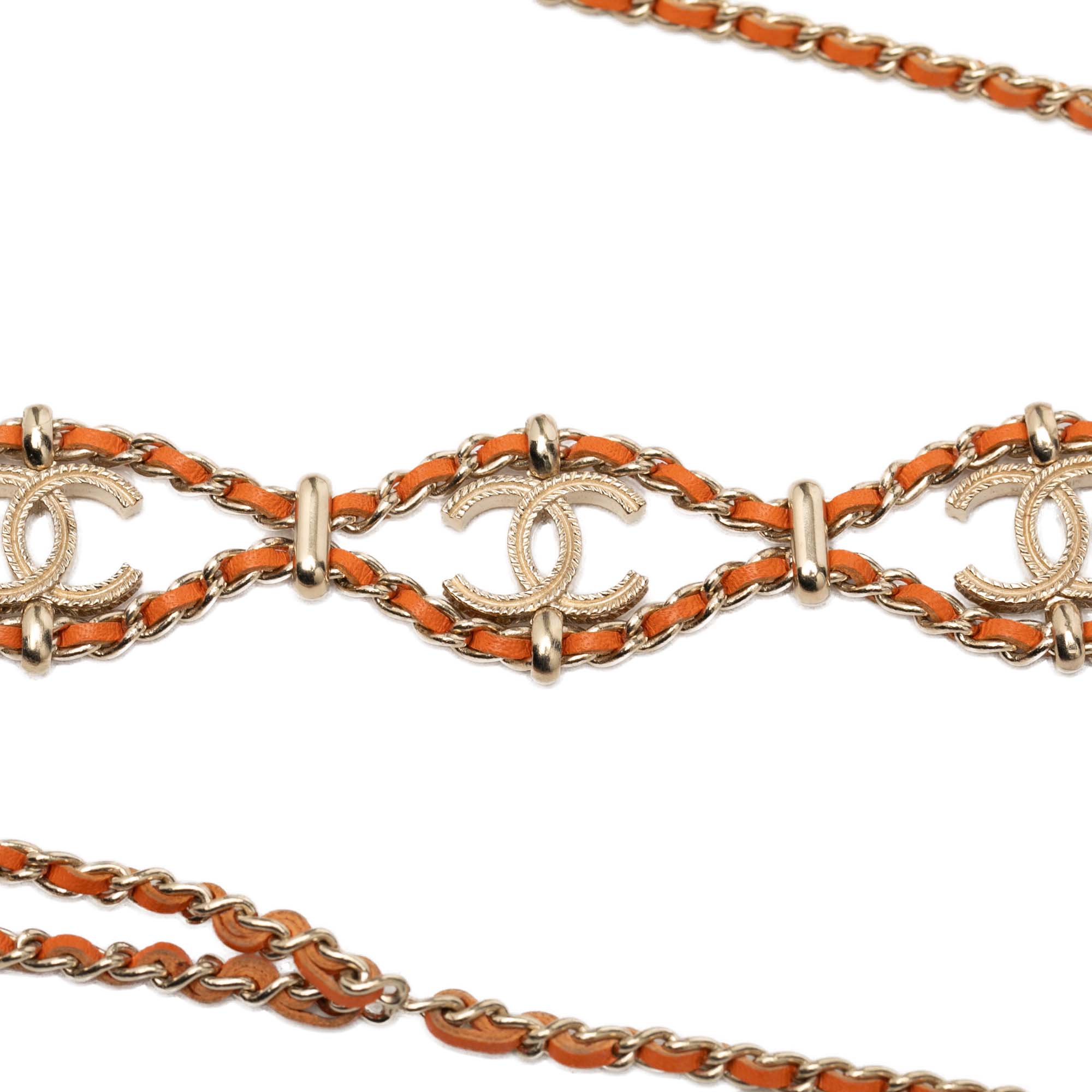 CC Gold Plated Leather Woven Wrap Choker Necklace - Image 2
