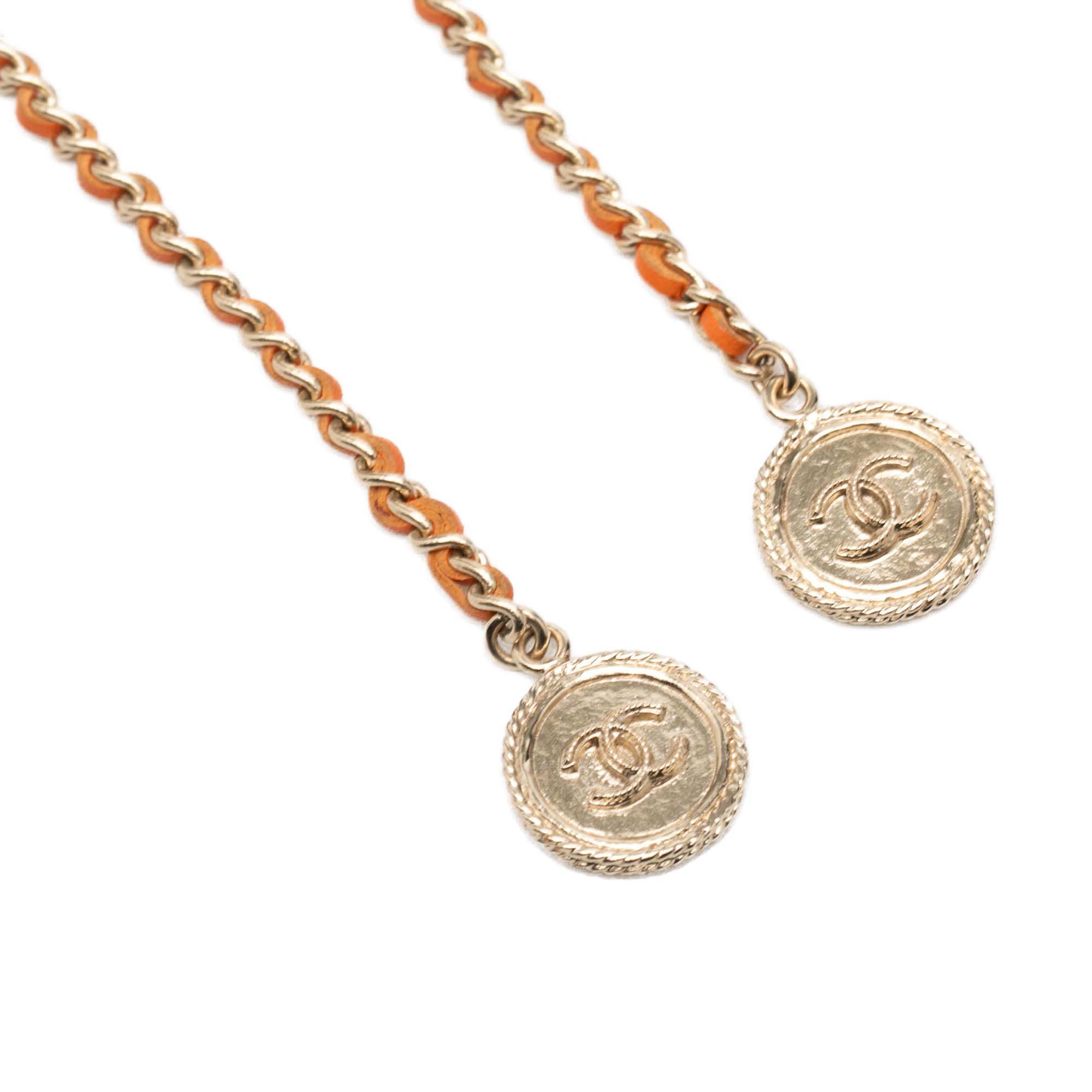 CC Gold Plated Leather Woven Wrap Choker Necklace - Image 3