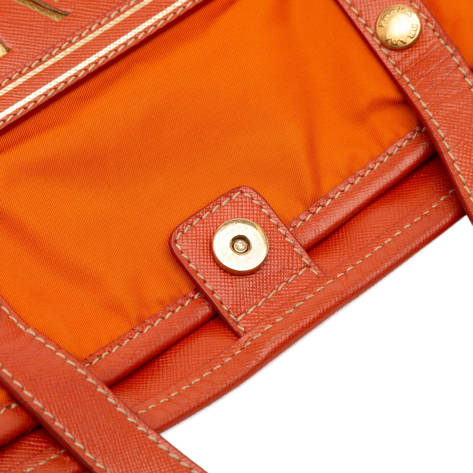 Saffiano Trimmed Tessuto Logo Oro Satchel - Image 7