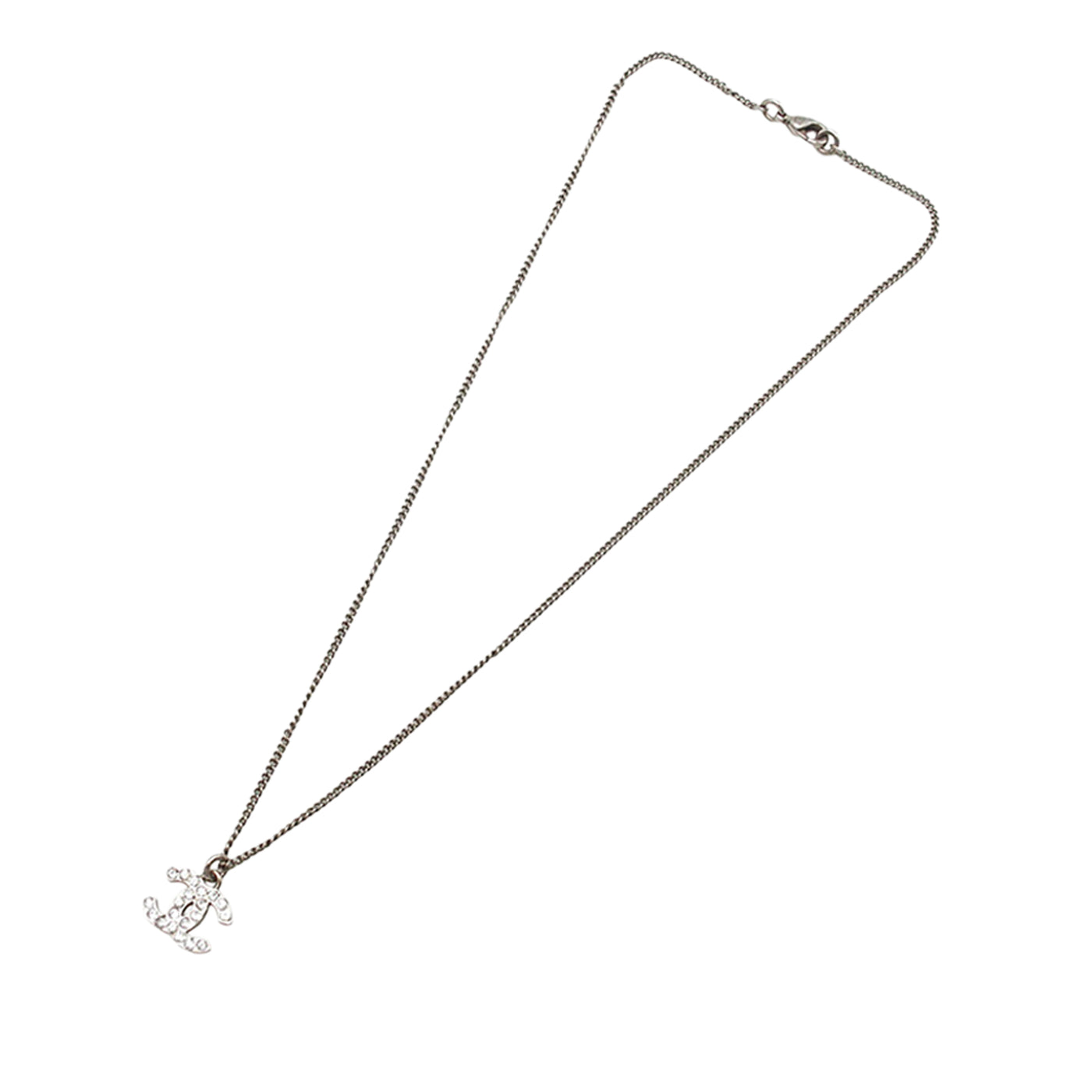CC Silver Plated Rhinestone Pendant Necklace - Image 1