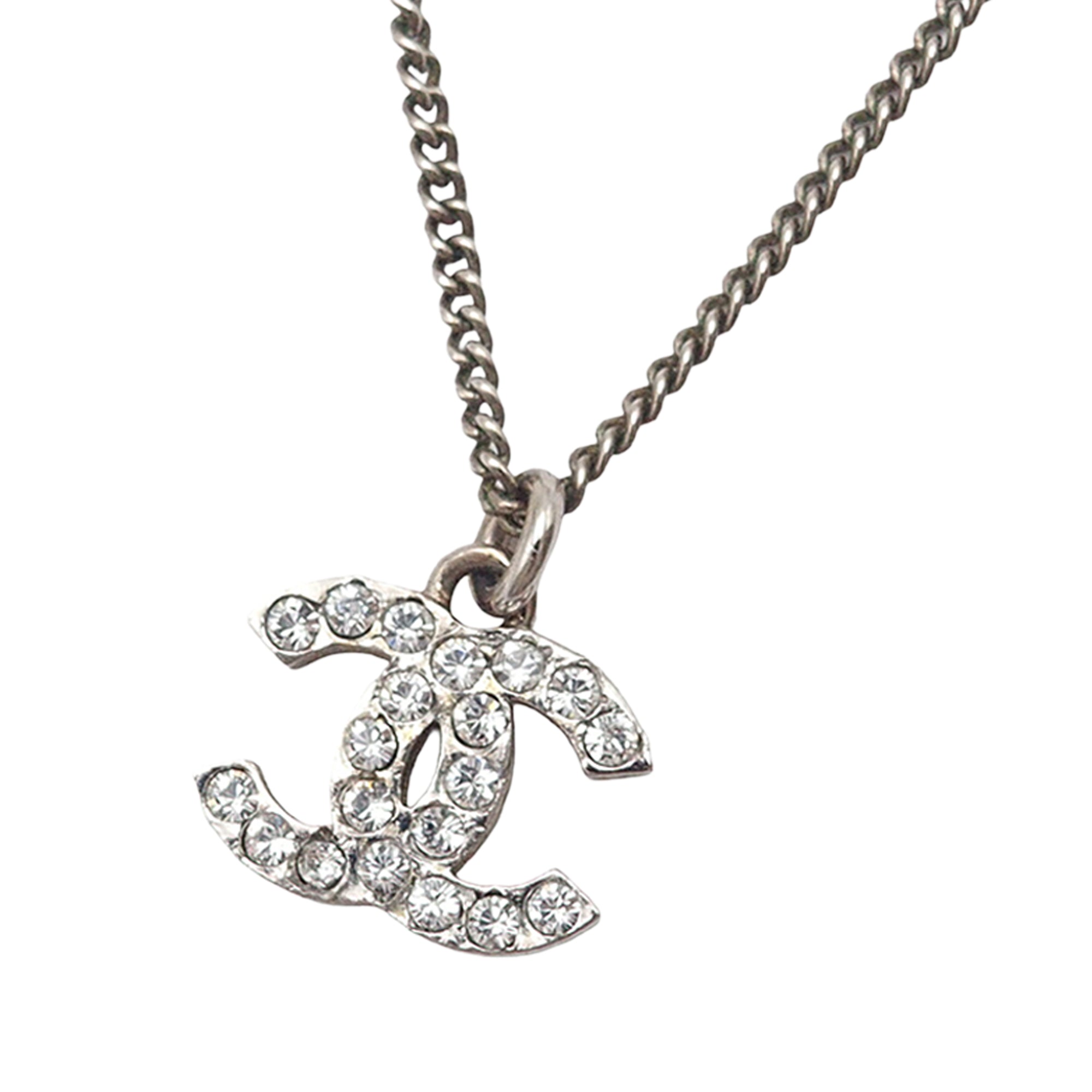 CC Silver Plated Rhinestone Pendant Necklace - Image 2