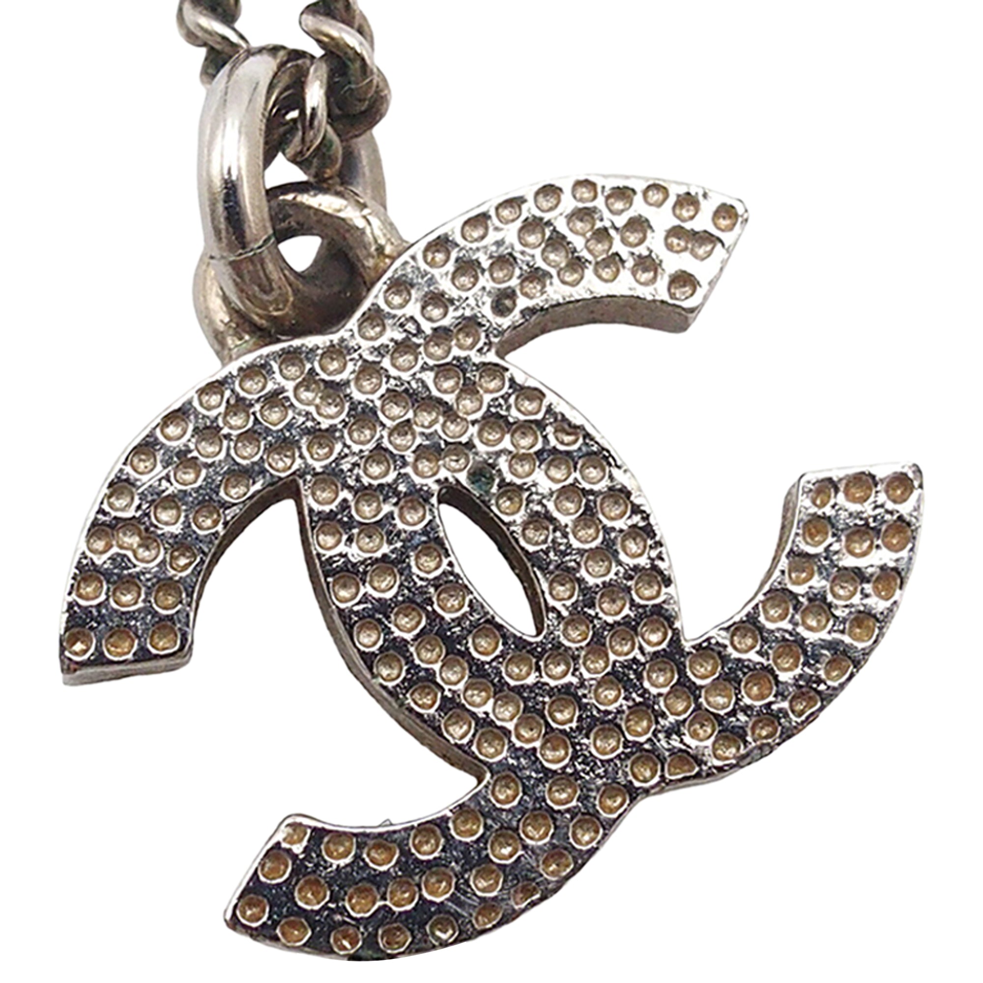 CC Silver Plated Rhinestone Pendant Necklace - Image 4