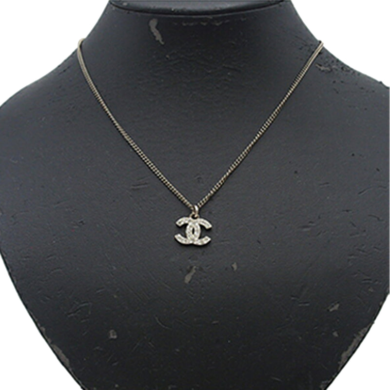 CC Silver Plated Rhinestone Pendant Necklace - Image 9