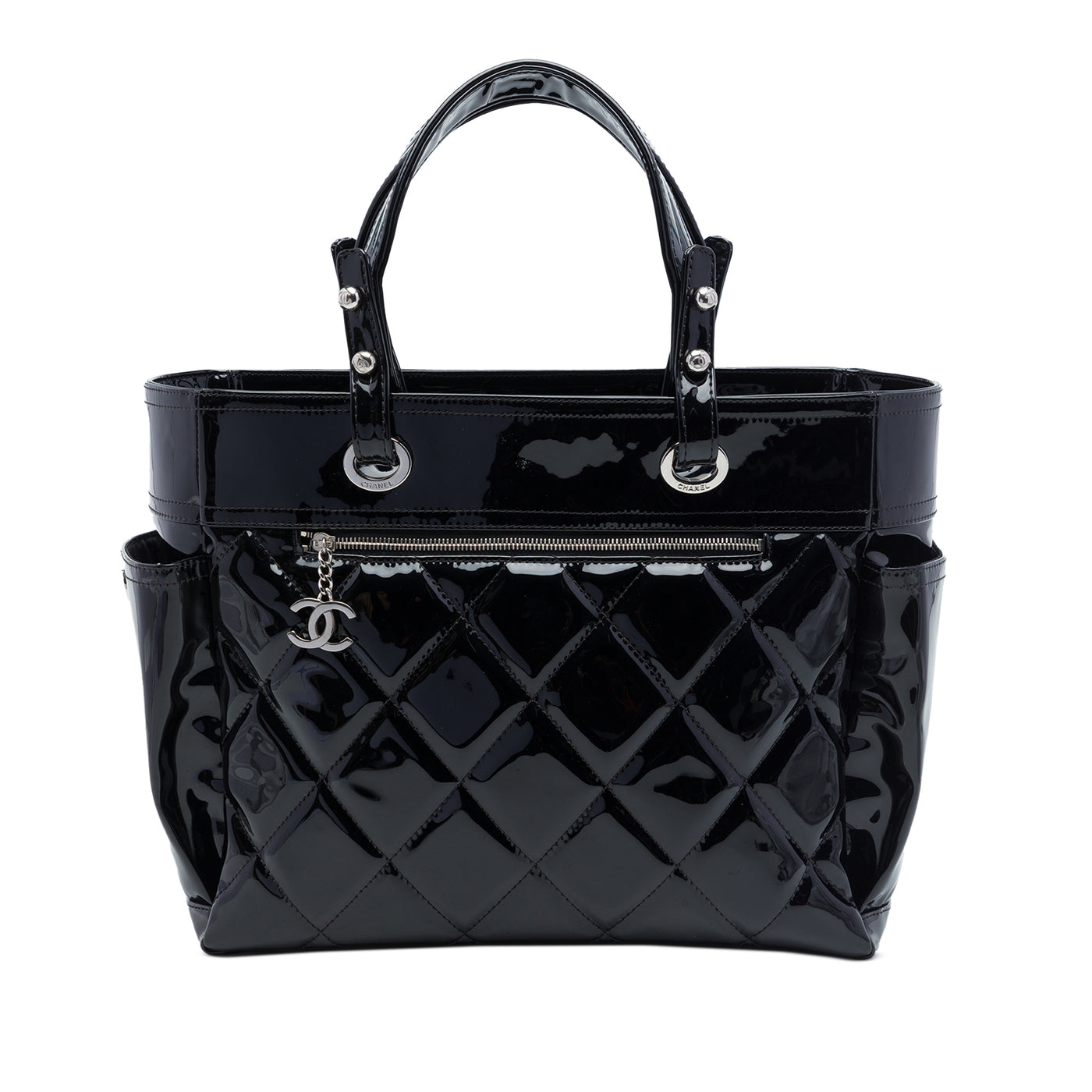Large Quilted Patent Paris Biarritz Tote - Image 1