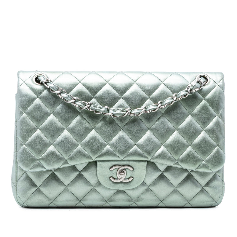 Jumbo Classic Metallic Lambskin Double Flap