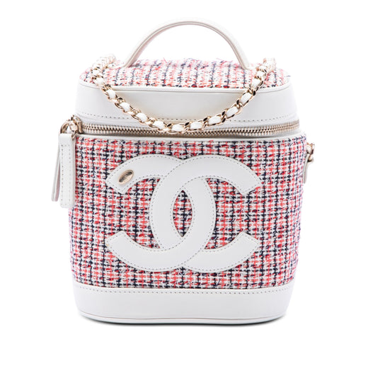 Tweed and Lambskin Vanity Cosmetic Case - Image 1