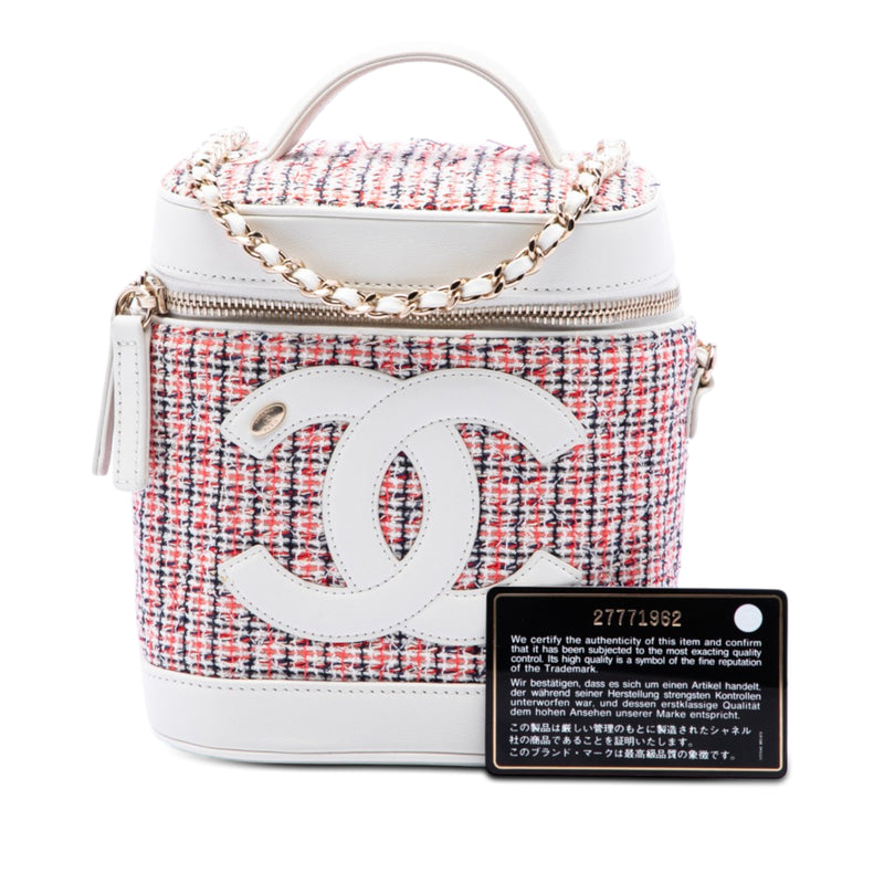 Tweed and Lambskin Vanity Cosmetic Case - Image 7