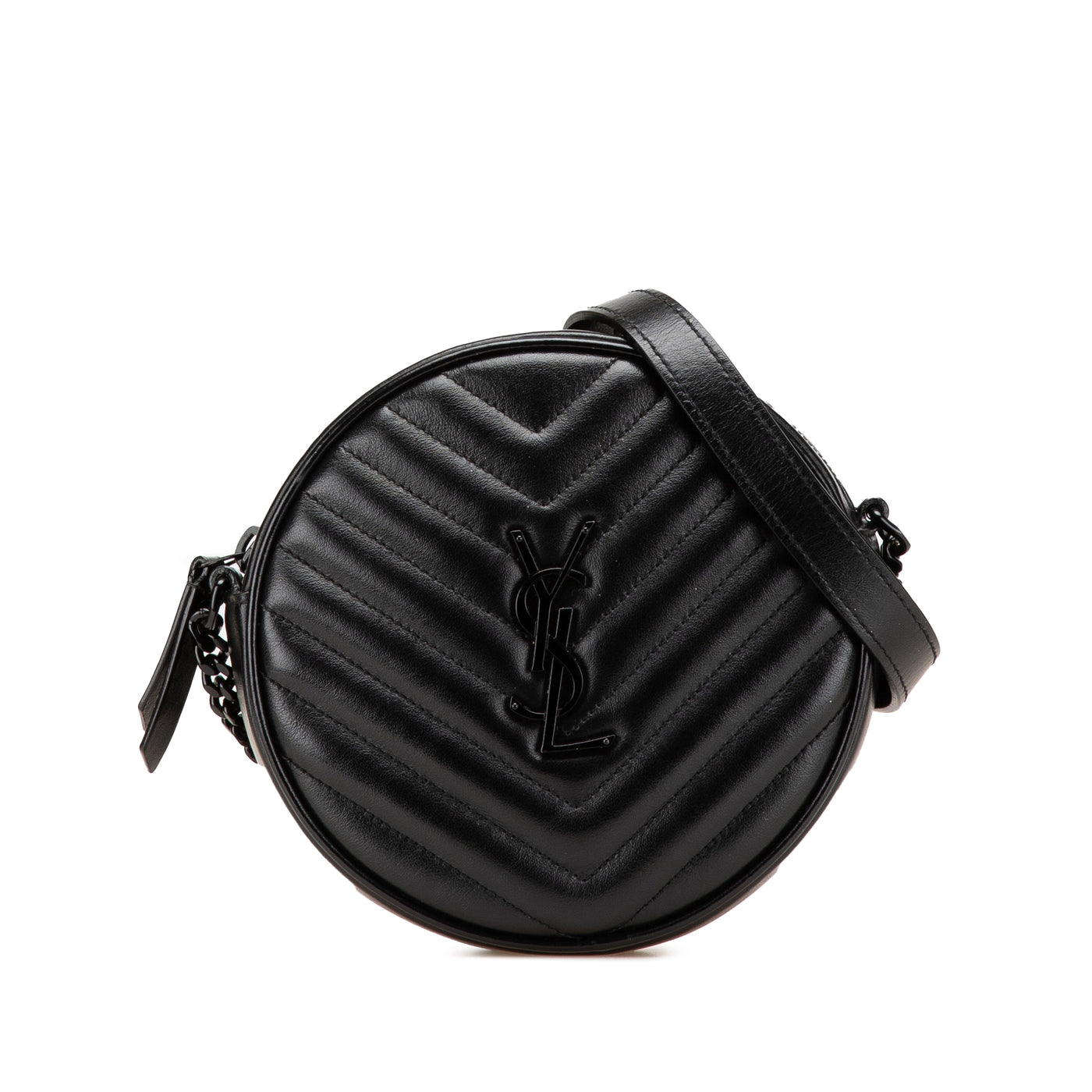 Chevron Calfskin Round Vinyle Camera Bag - Image 1
