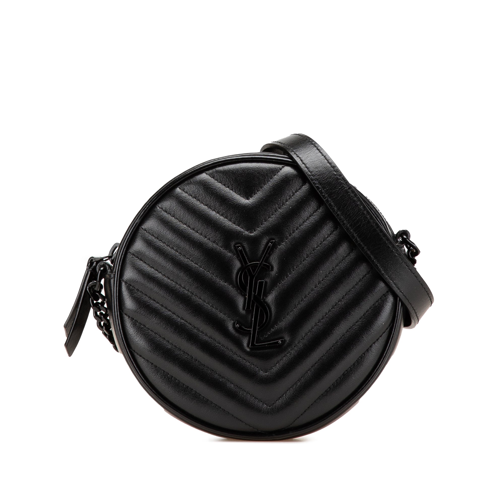 Chevron Calfskin Round Vinyle Camera Bag - Image 1
