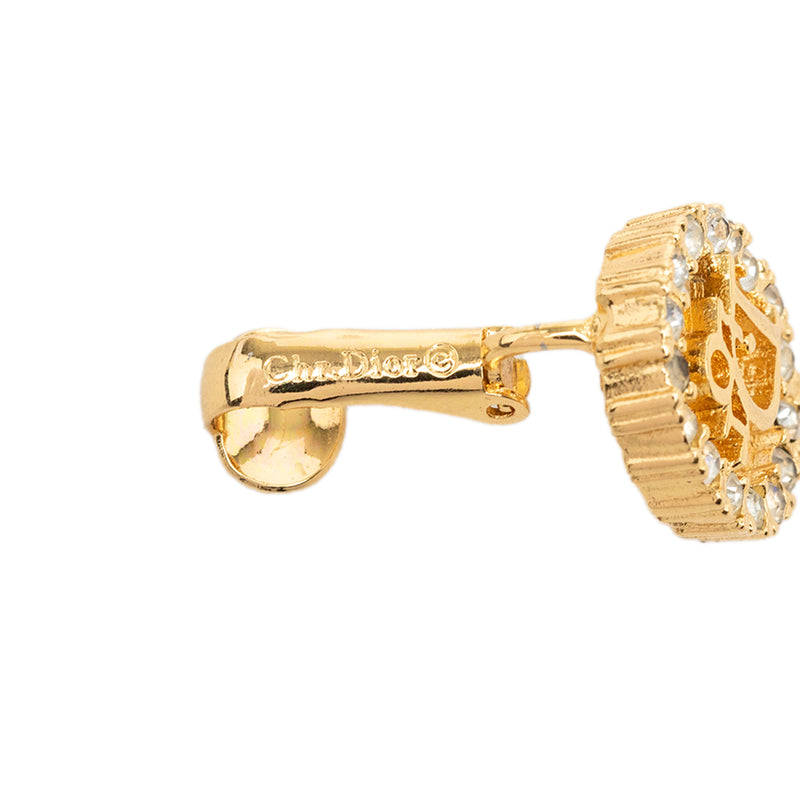 Gold Plated Strass Logo Clip On Earrings - Image 3