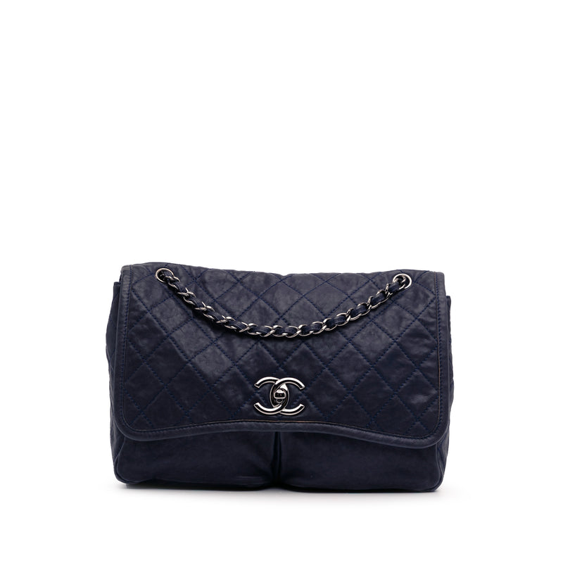 Large Quilted Calfskin Natural Beauty Split Pocket Flap