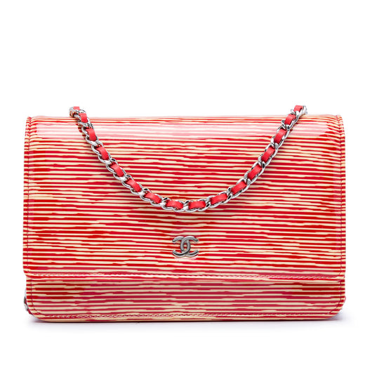 CC Striped Patent Wallet On Chain - Image 1