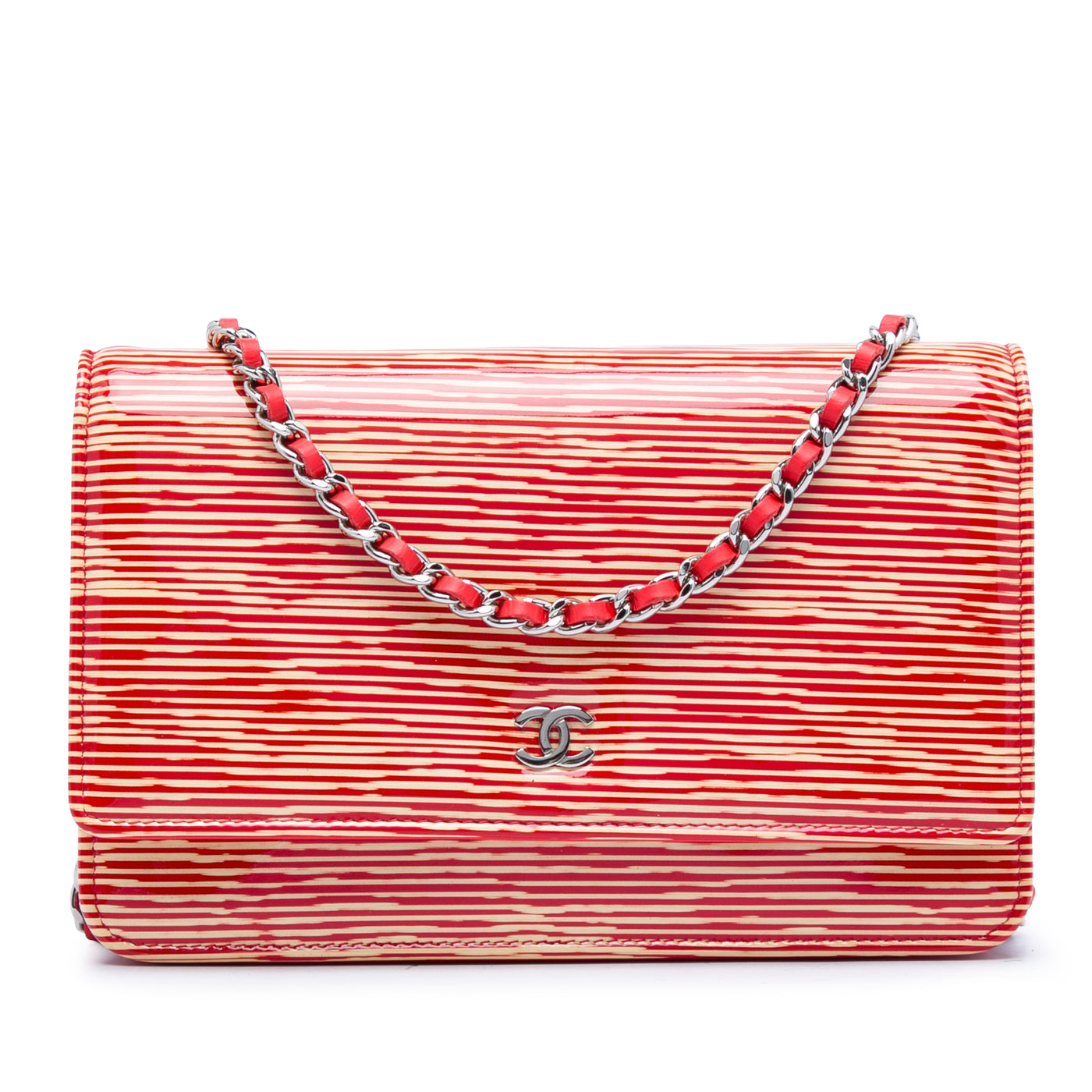 CC Striped Patent Wallet On Chain - Image 1