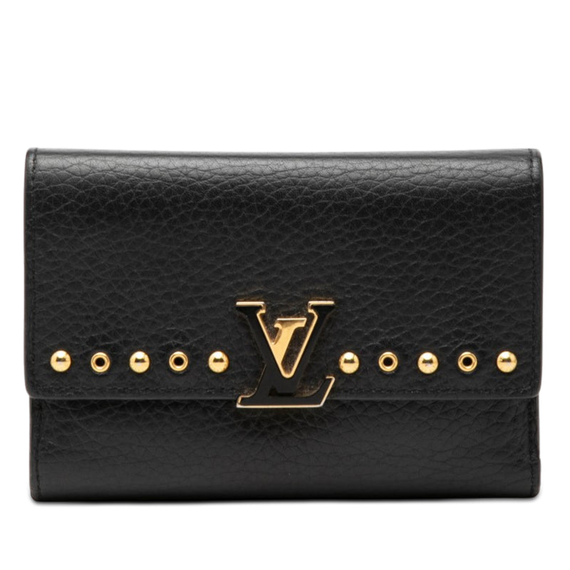 Studded Taurillon Capucines Compact Wallet