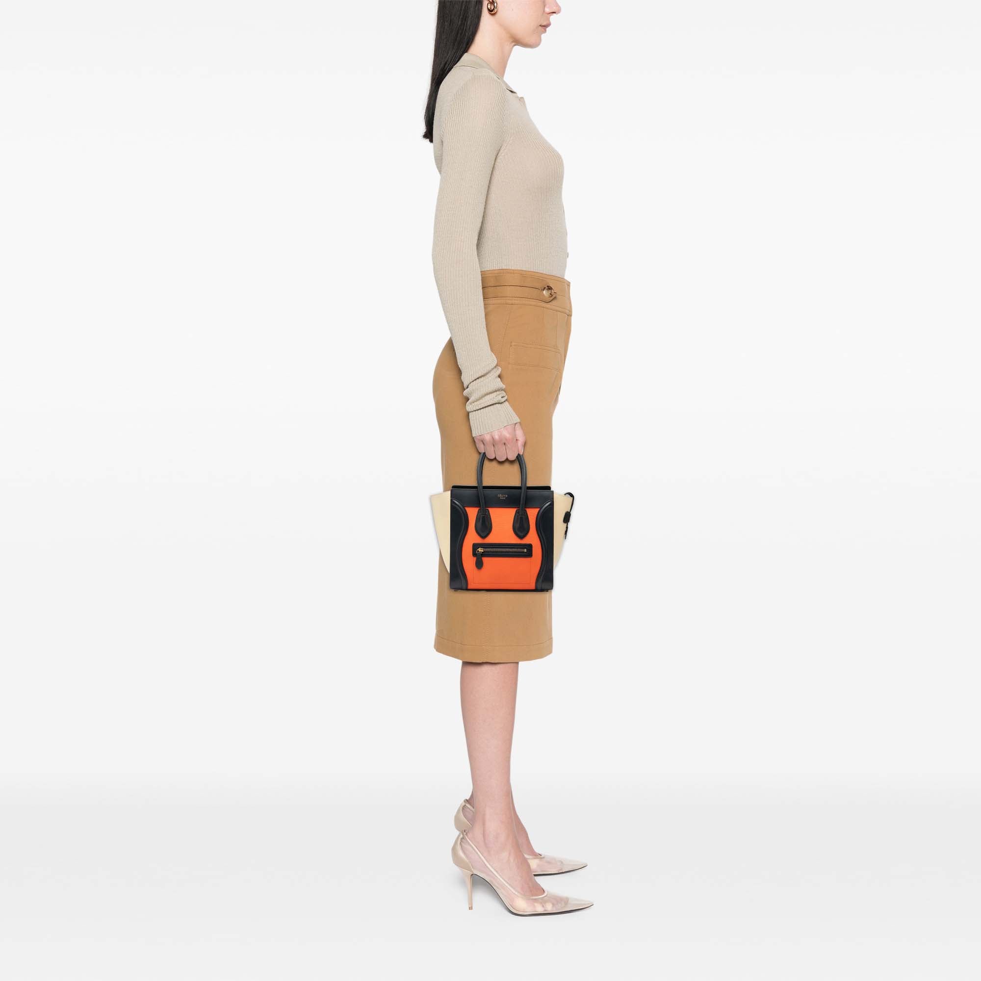 Micro Tricolor Leather Luggage Tote - Image 7
