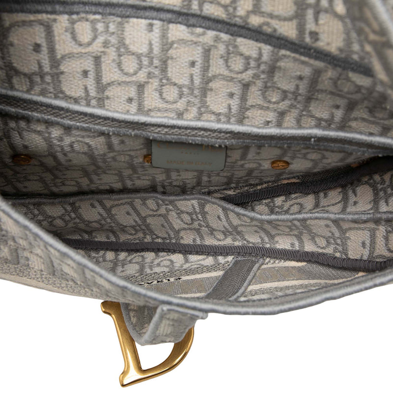 Oblique Embroidered Canvas Saddle Bag - Image 4