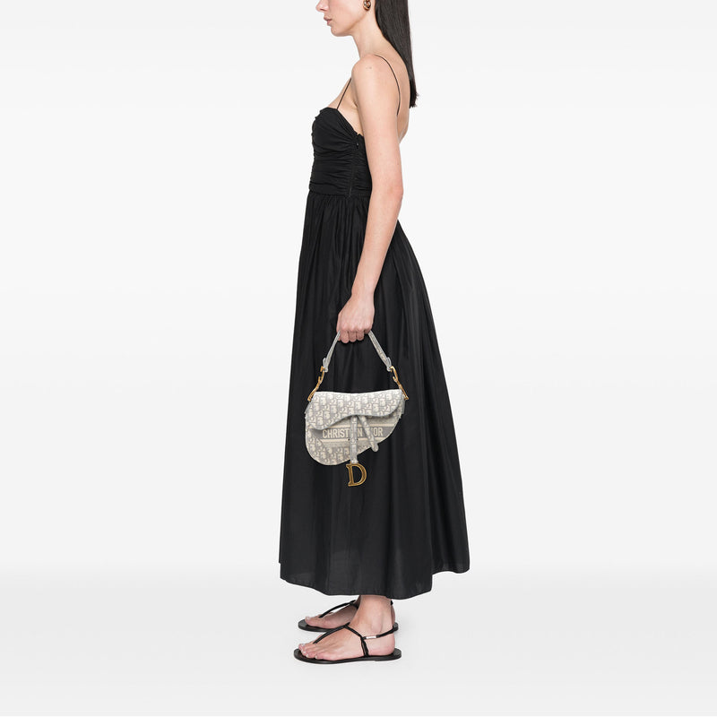 Oblique Embroidered Canvas Saddle Bag - Image 6