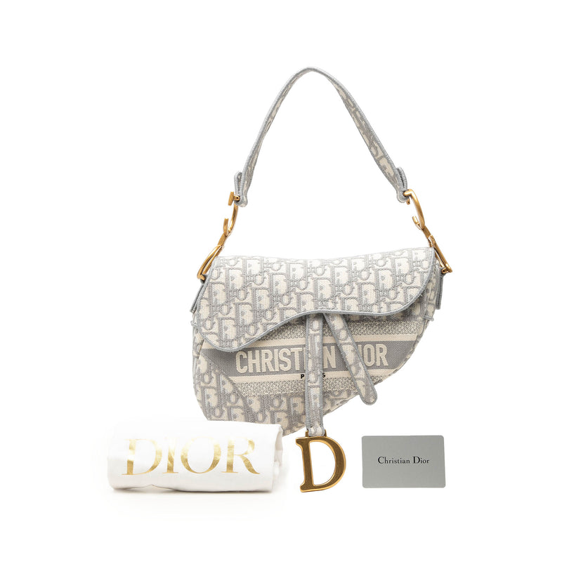 Oblique Embroidered Canvas Saddle Bag - Image 7
