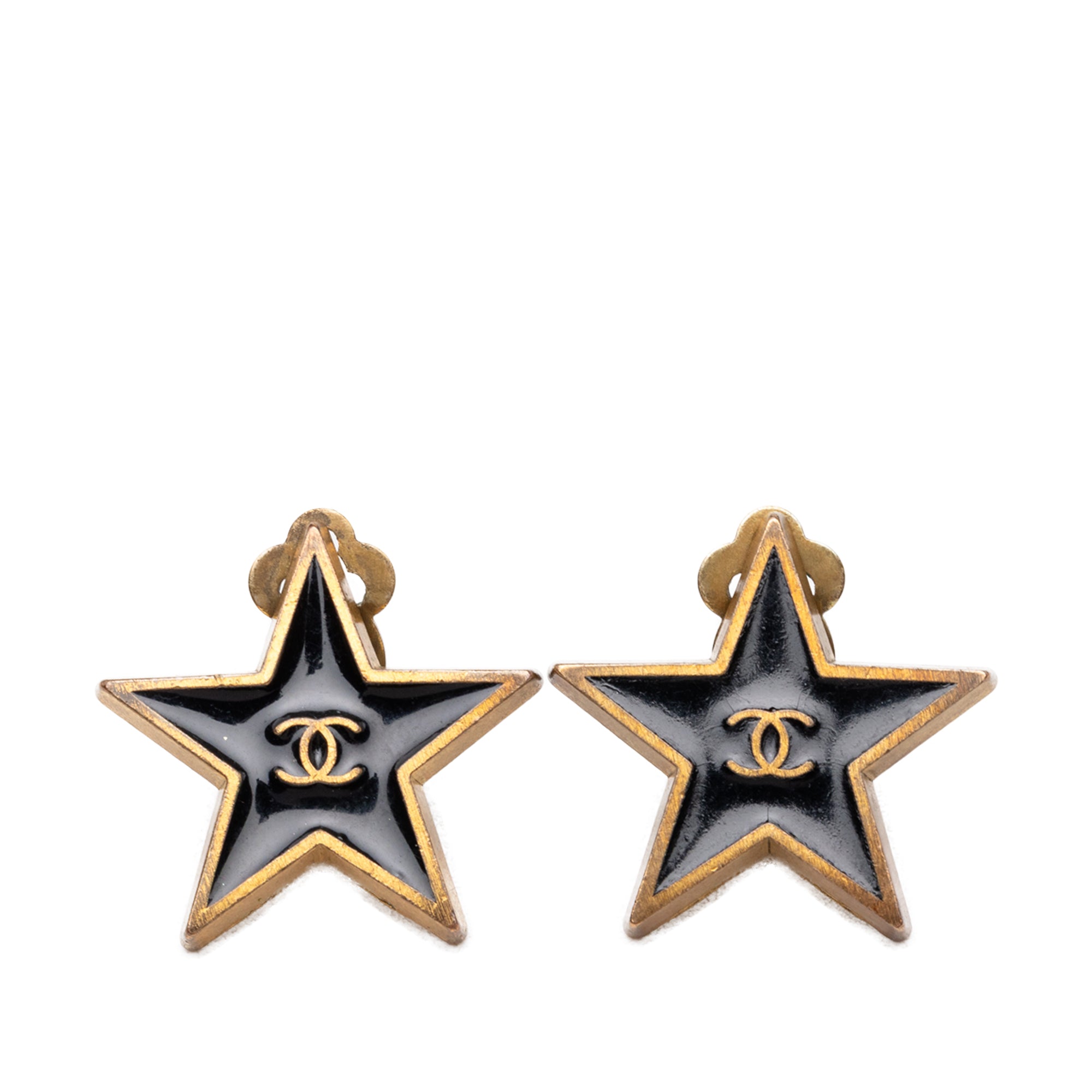 CC Gold Plated Enamel Star Clip On Earrings - Image 1