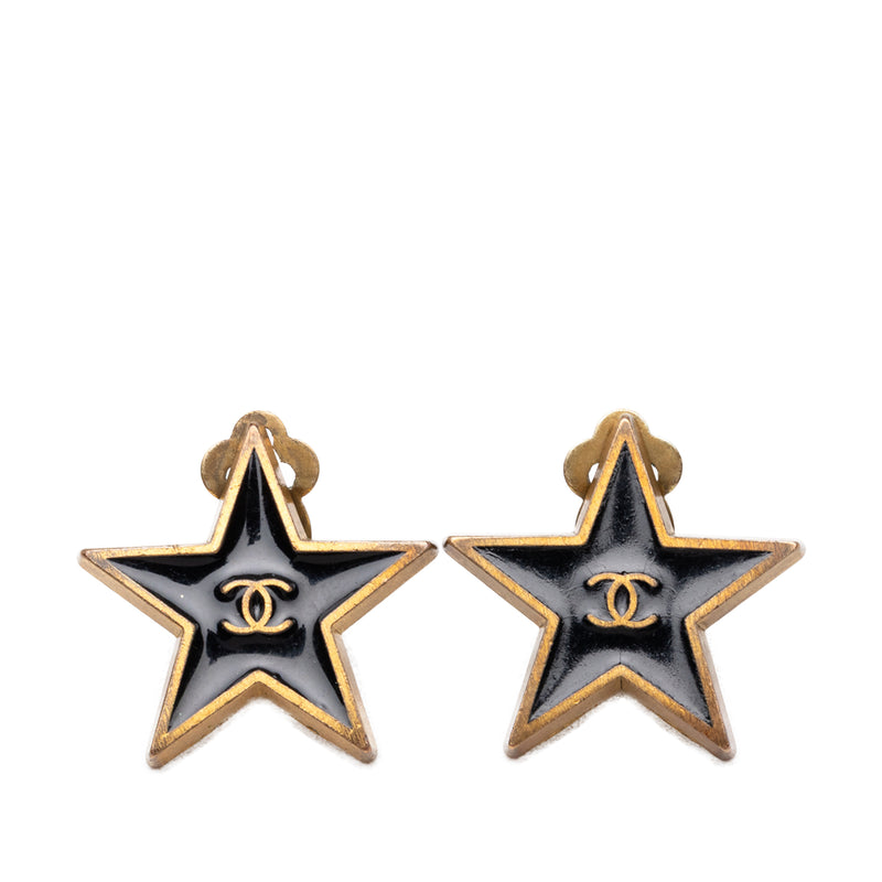 CC Gold Plated Enamel Star Clip On Earrings