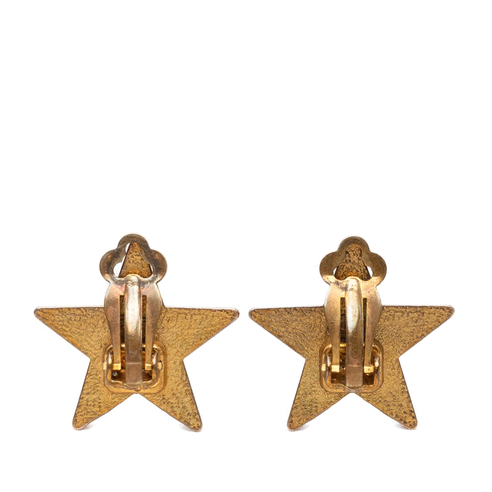 CC Gold Plated Enamel Star Clip On Earrings - Image 2
