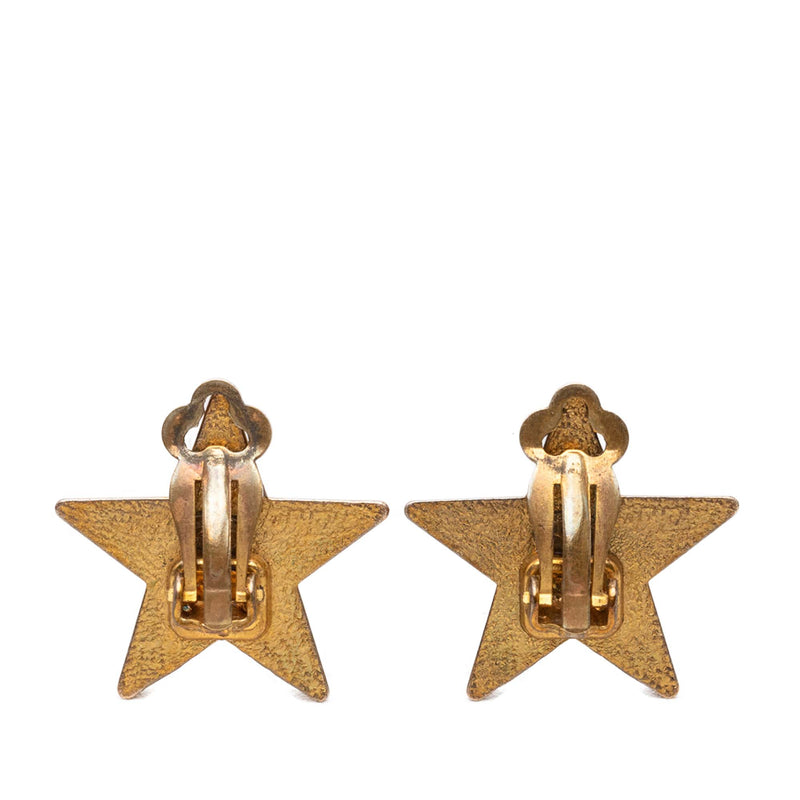 CC Gold Plated Enamel Star Clip On Earrings - Image 2