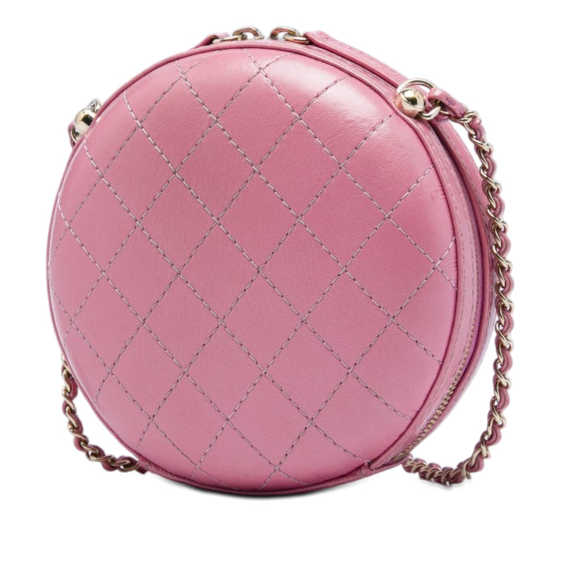 CC Stitched Calfskin Chain Round Crossbody - Image 2
