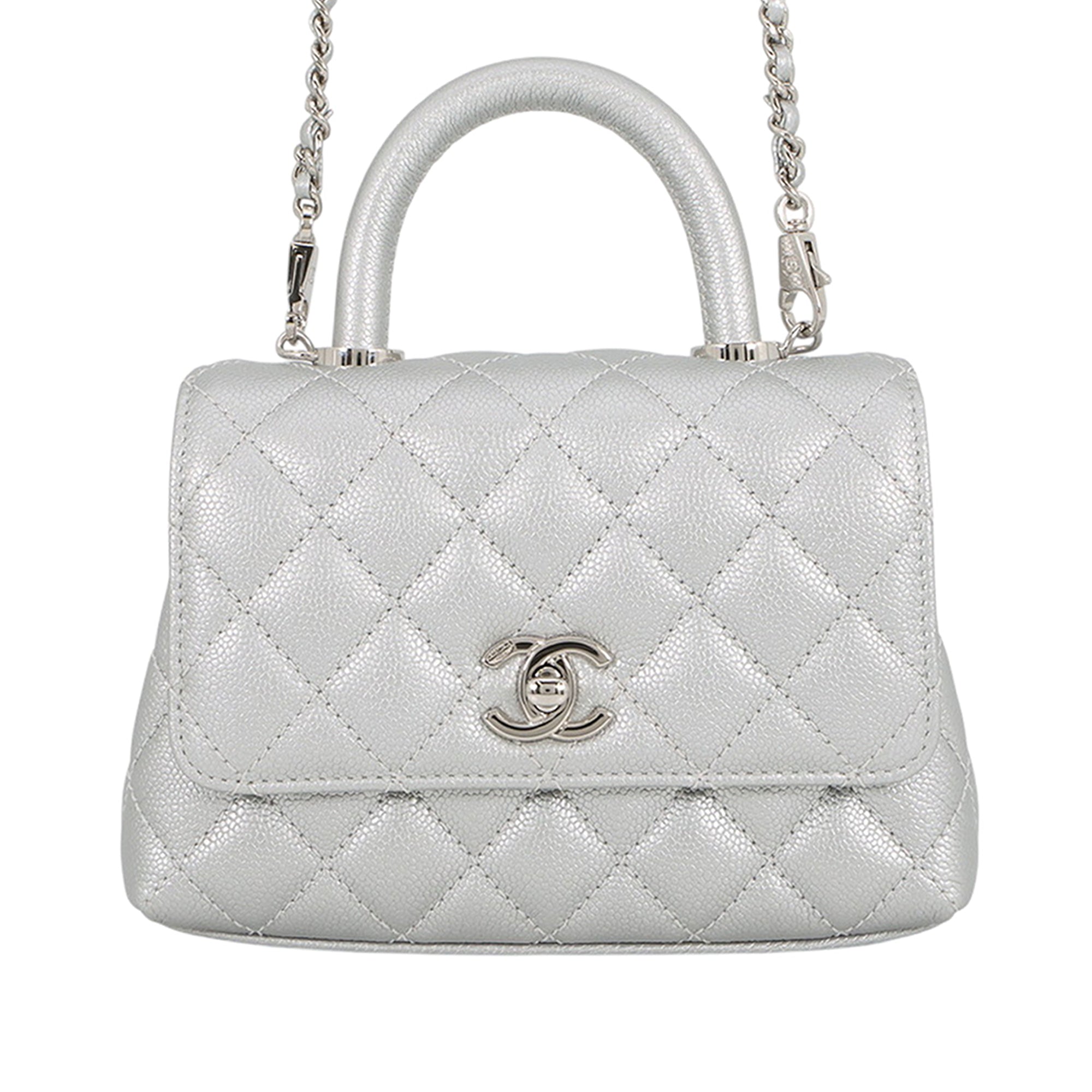 Extra Mini Metallic Quilted Caviar Coco Top Handle Bag - Image 1