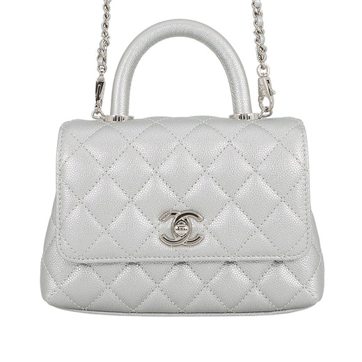 Extra Mini Metallic Quilted Caviar Coco Top Handle Bag - Image 1
