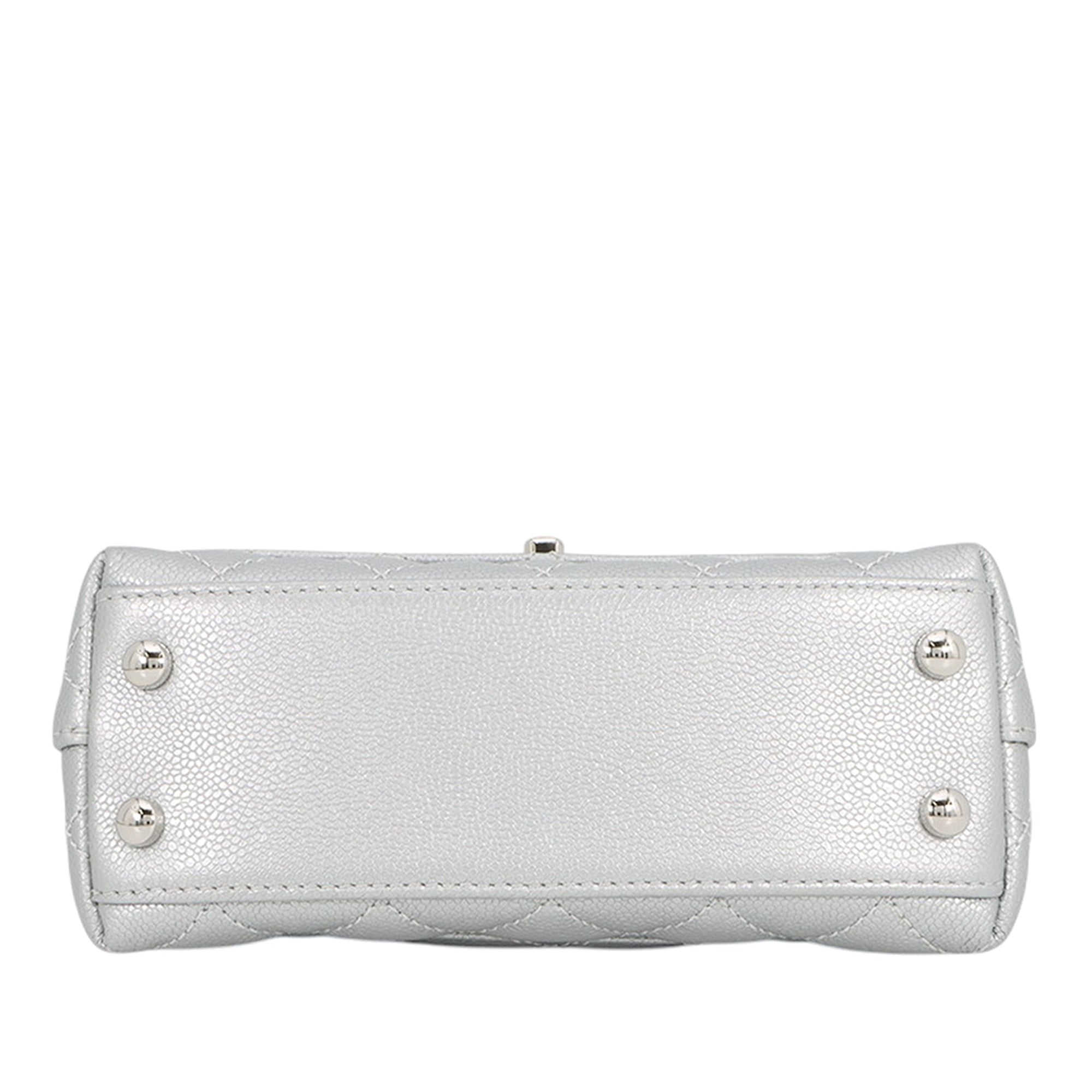 Extra Mini Metallic Quilted Caviar Coco Top Handle Bag - Image 3