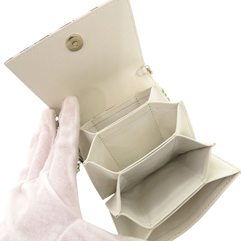 Calfskin Hibiscus Card Holder with Chain - Image 4