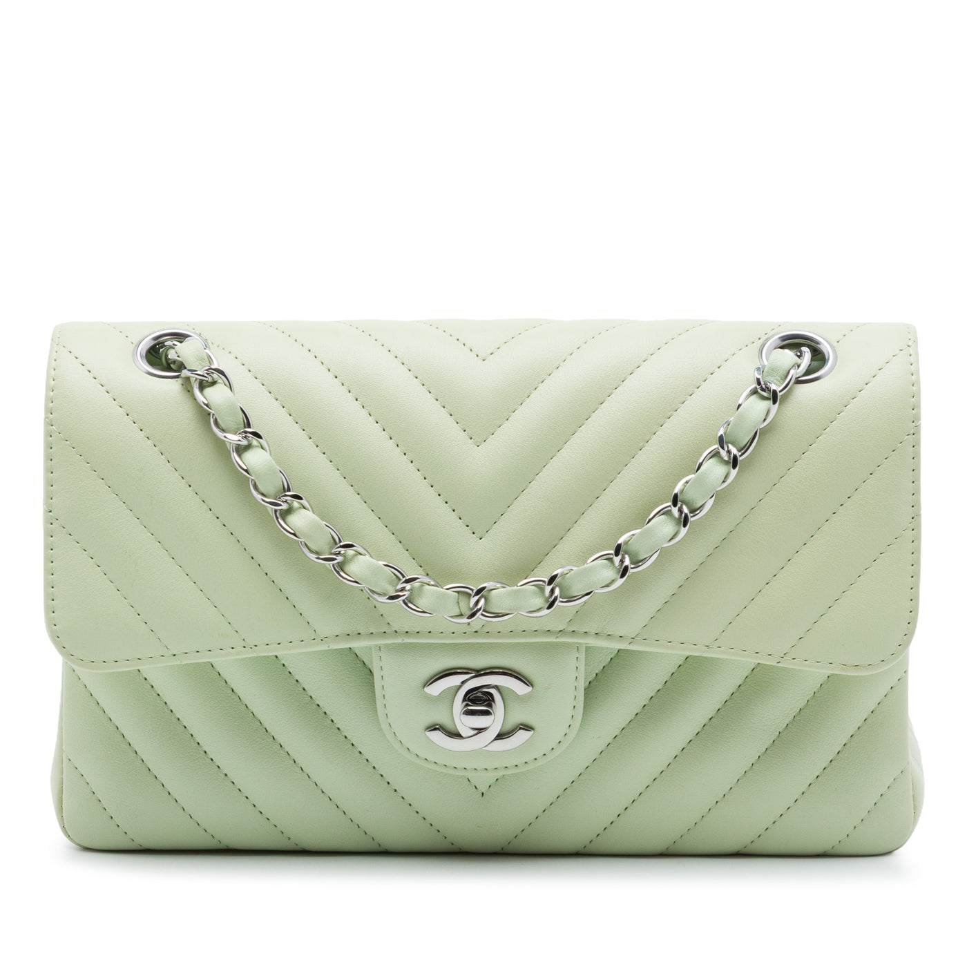 Small Classic Chevron Lambskin Double Flap - Image 1