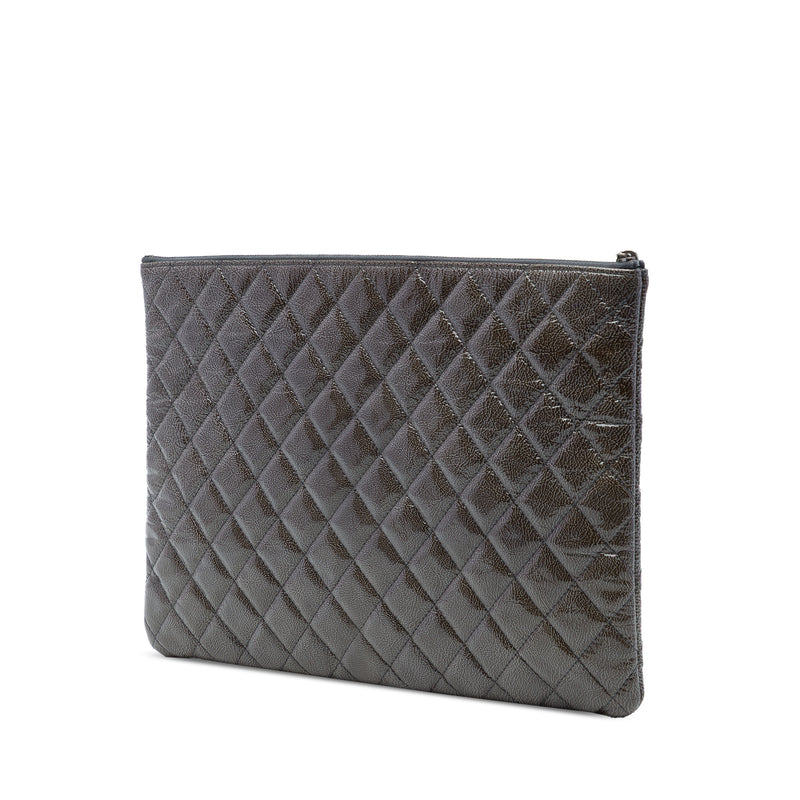 Large Crinkled Patent O Case Clutch - Image 2