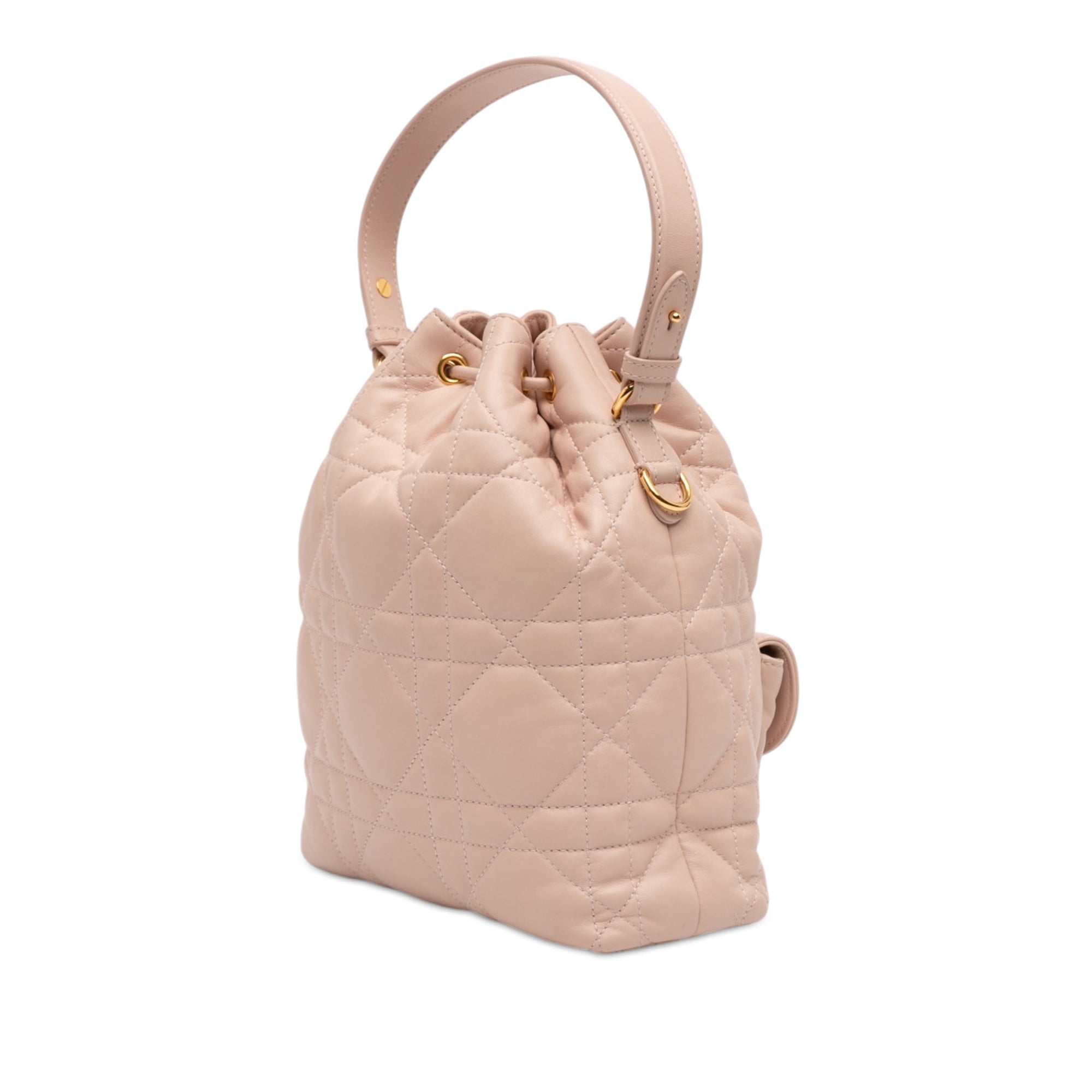 Small Lambskin Macrocannage Caro Bucket Bag - Image 2