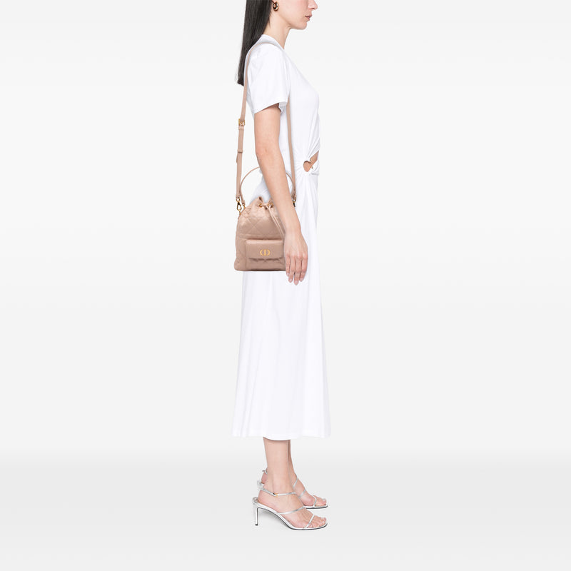 Small Lambskin Macrocannage Caro Bucket Bag - Image 6