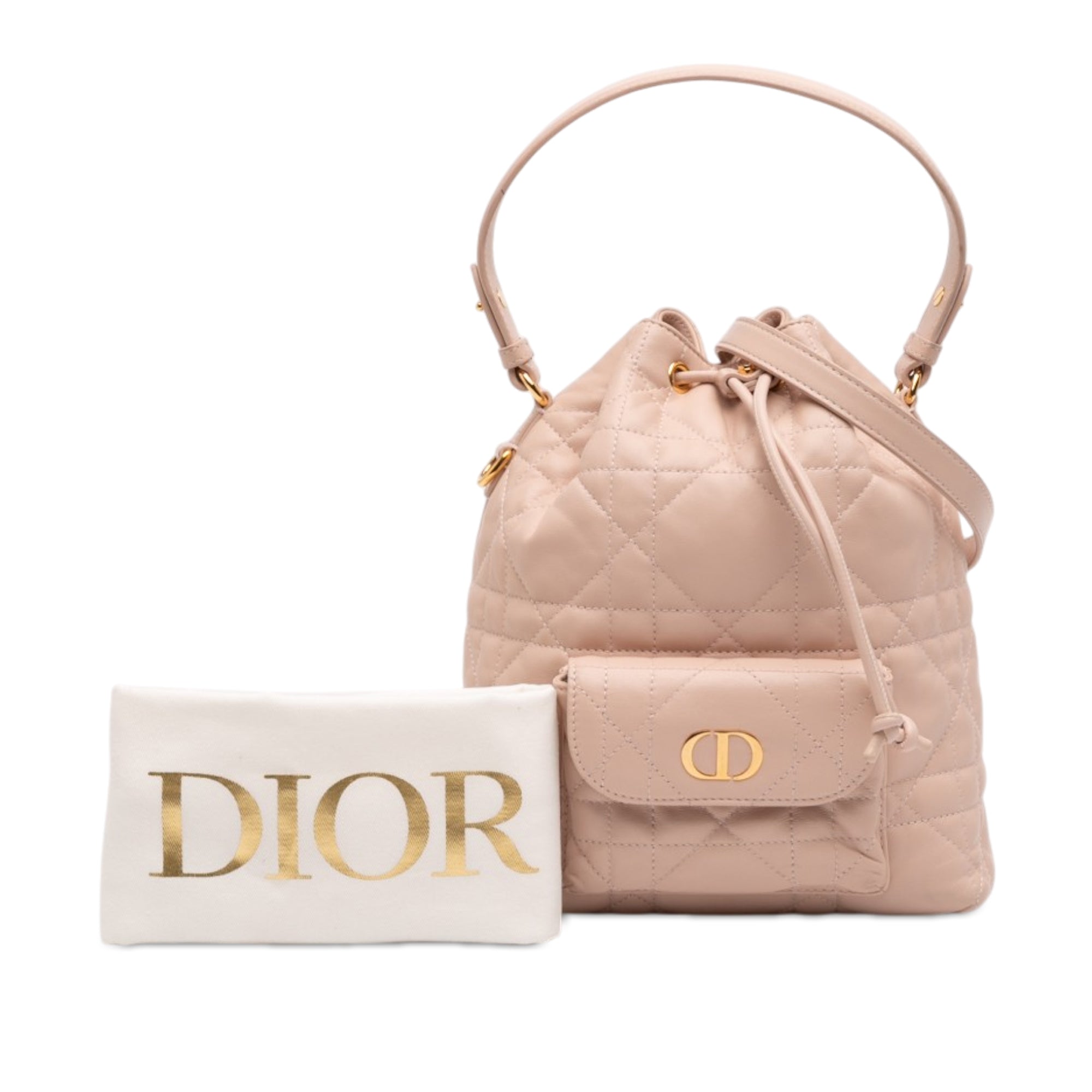 Small Lambskin Macrocannage Caro Bucket Bag - Image 7