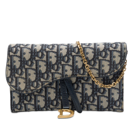 Oblique Canvas Saddle Wallet On Chain - Image 1
