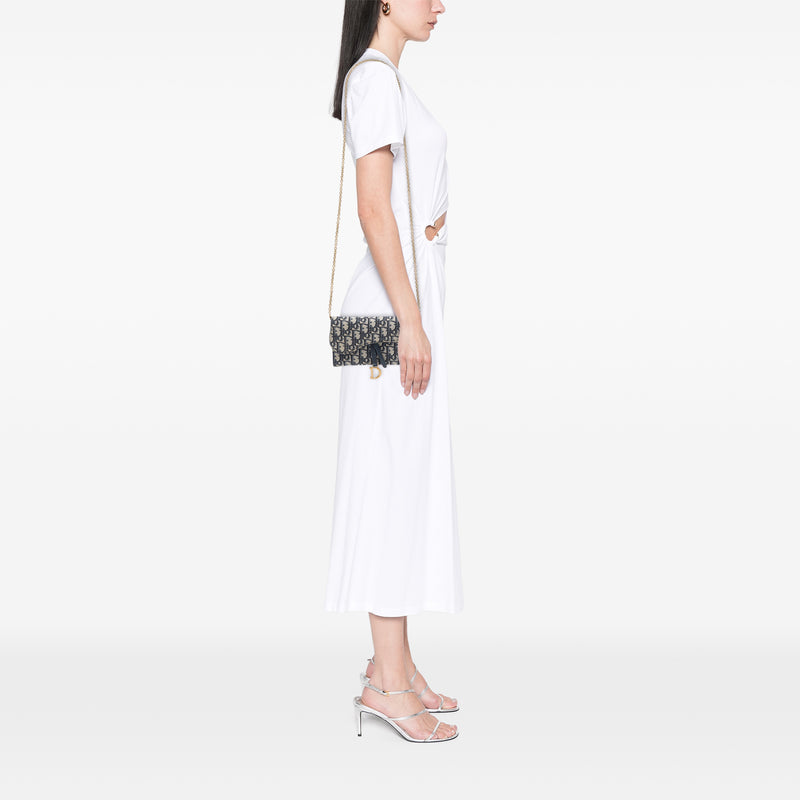 Oblique Canvas Saddle Wallet On Chain - Image 6