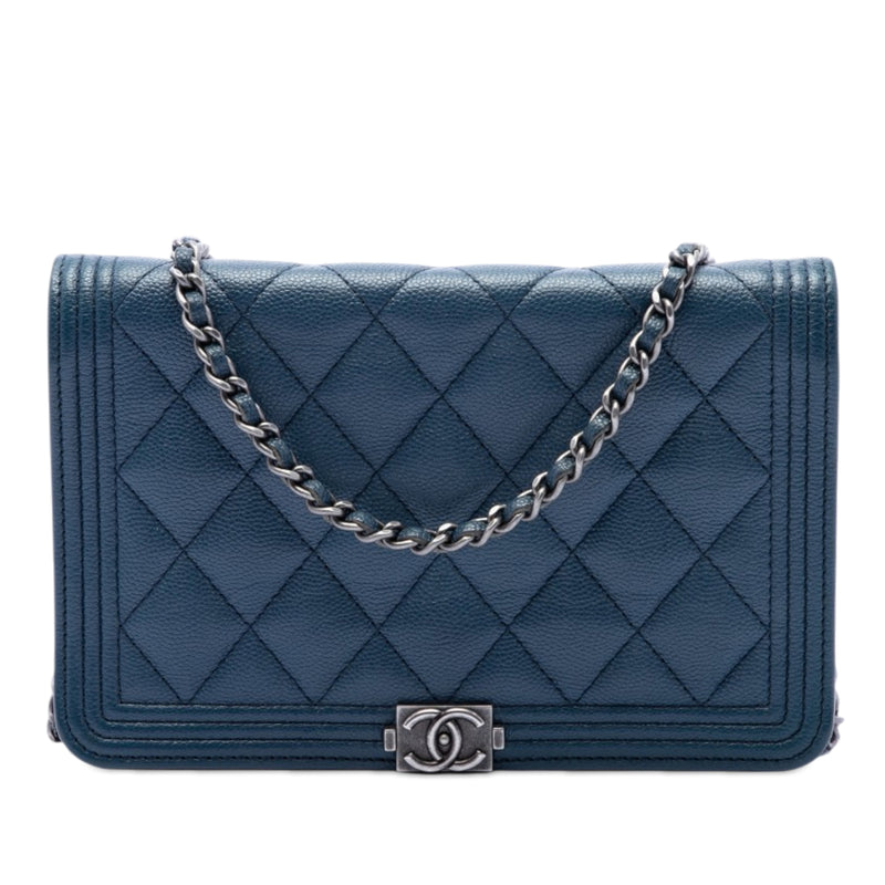 Quilted Caviar Boy Wallet on Chain