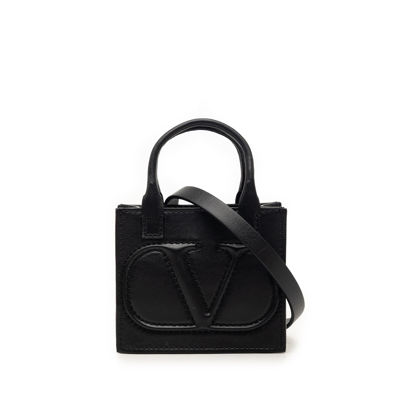 Mini Leather VLogo Walk Tote - Image 1