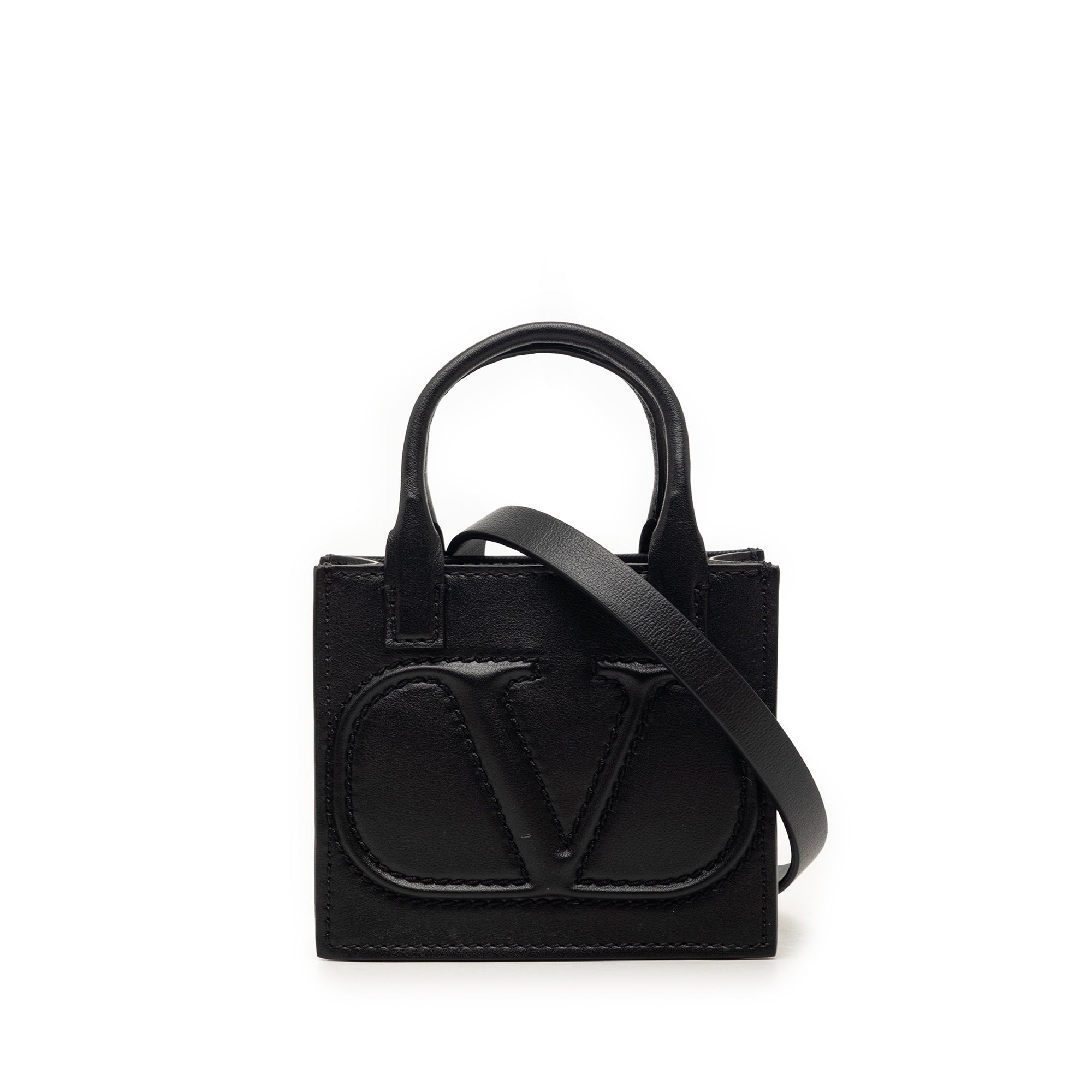 Mini Leather VLogo Walk Tote - Image 1