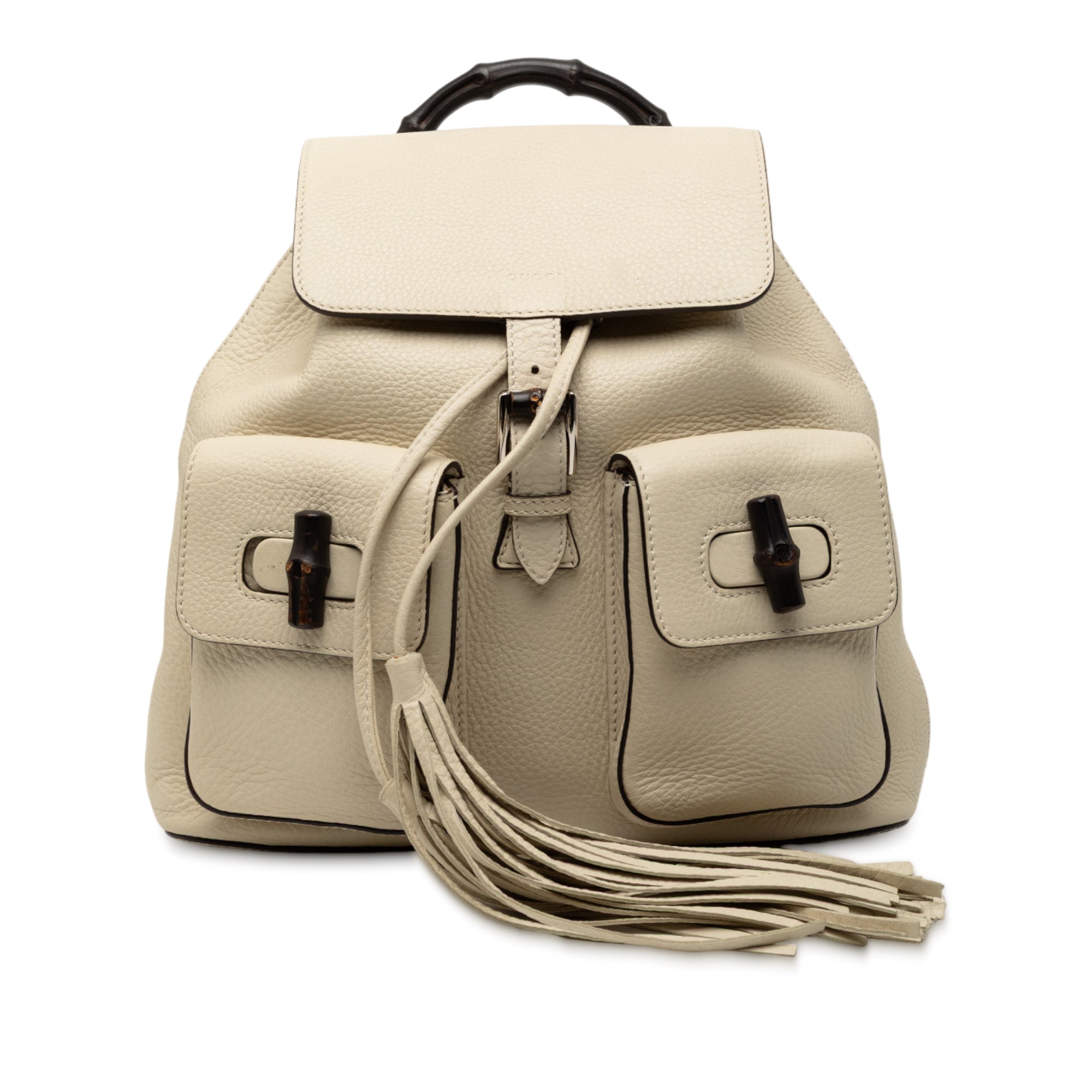 Leather Bamboo Tassel Backpack - Image 1