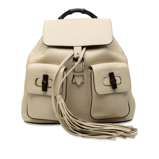Leather Bamboo Tassel Backpack - Image 1