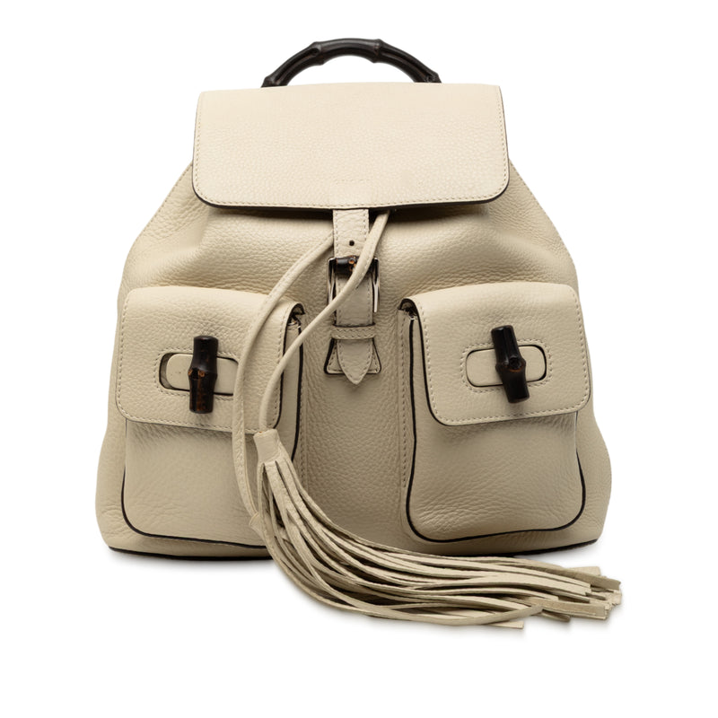 Leather Bamboo Tassel Backpack