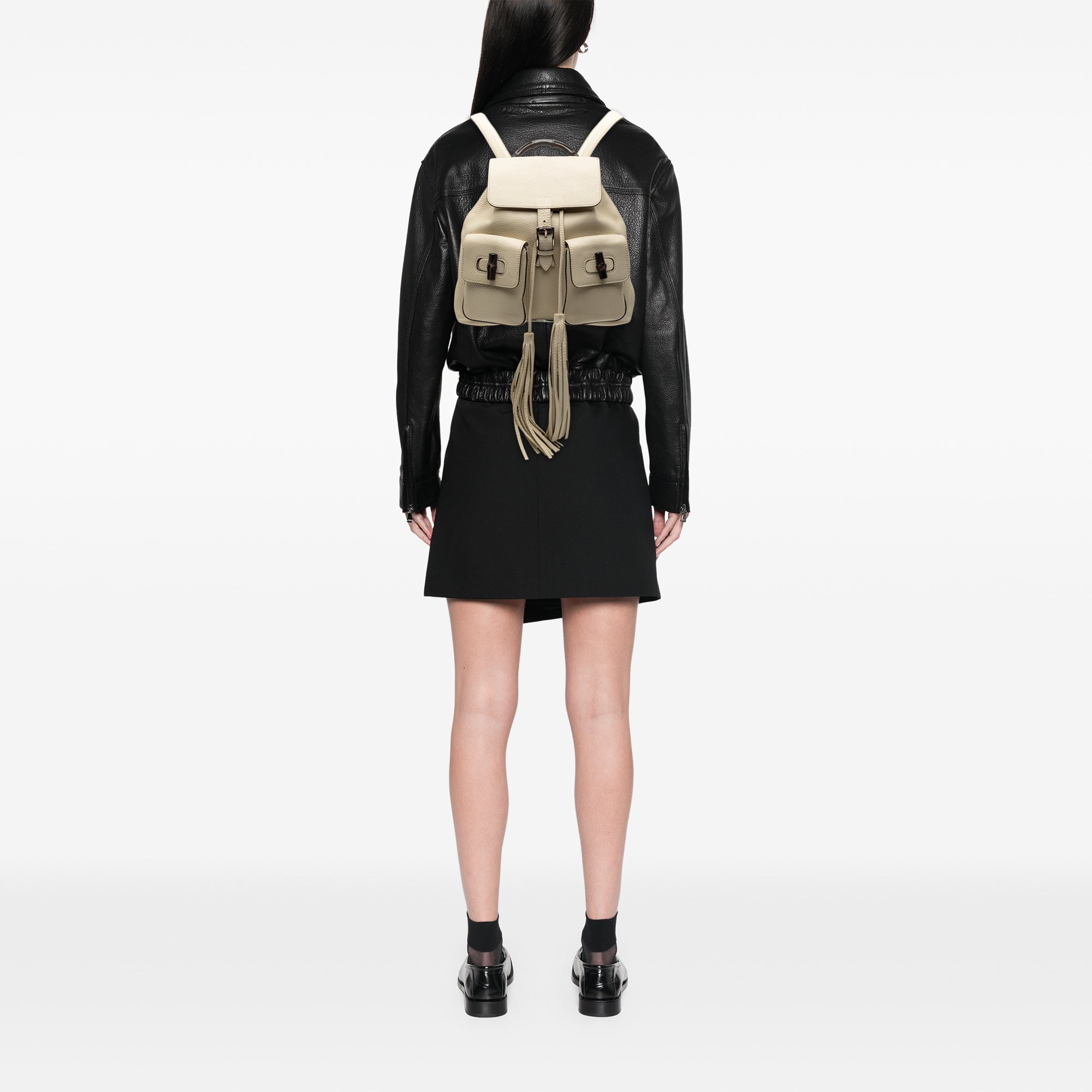 Leather Bamboo Tassel Backpack - Image 8