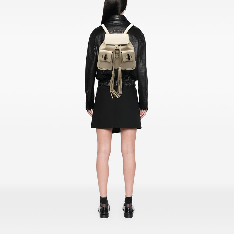 Leather Bamboo Tassel Backpack - Image 8