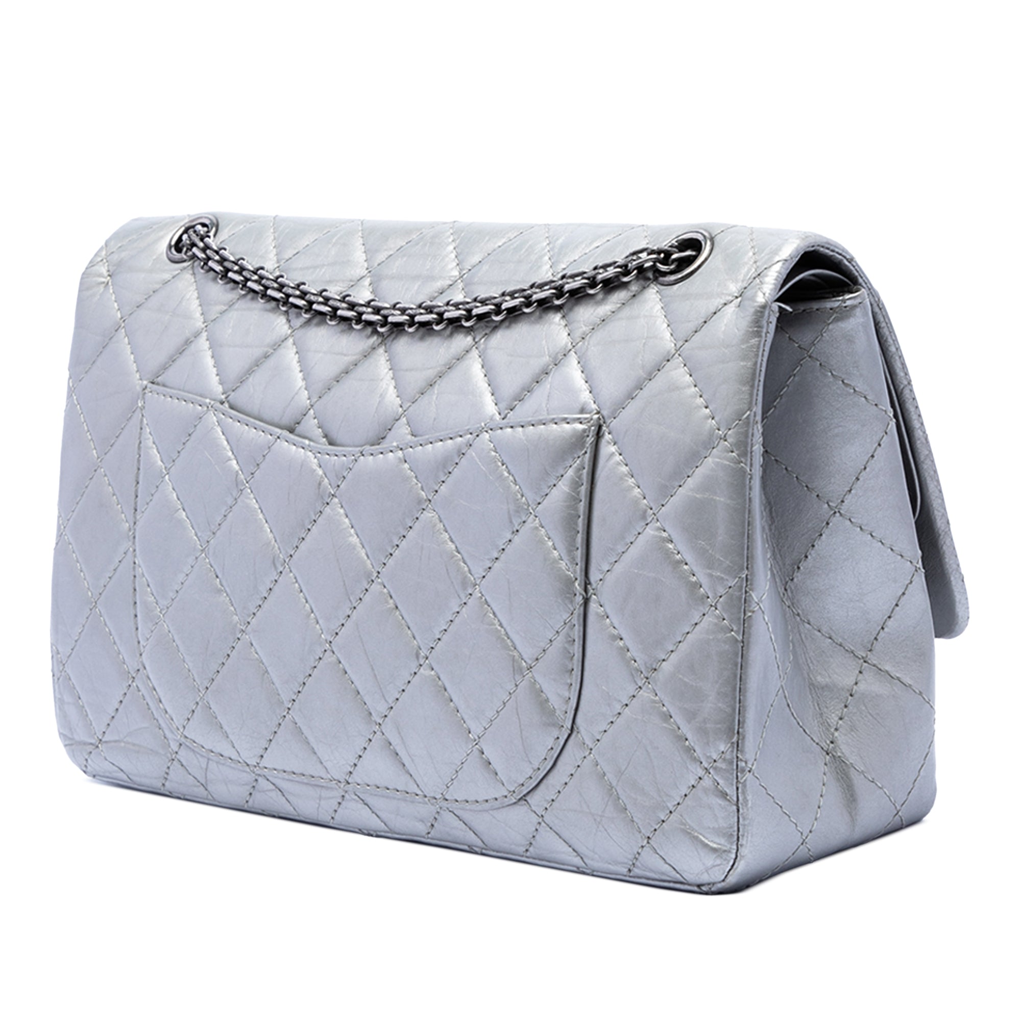 Quilted Metallic Aged Calfskin Reissue 2.55 Double Flap 227 - Image 2