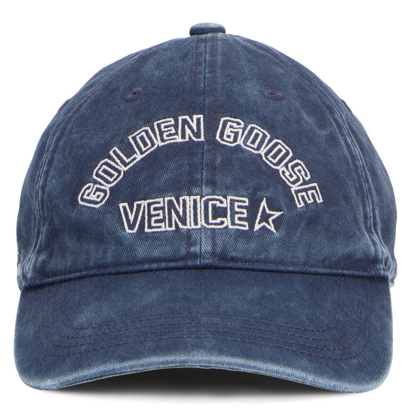 Golden Goose Gup02837 Embroidered Logo Baseball Cap — Navy Cotton Caps