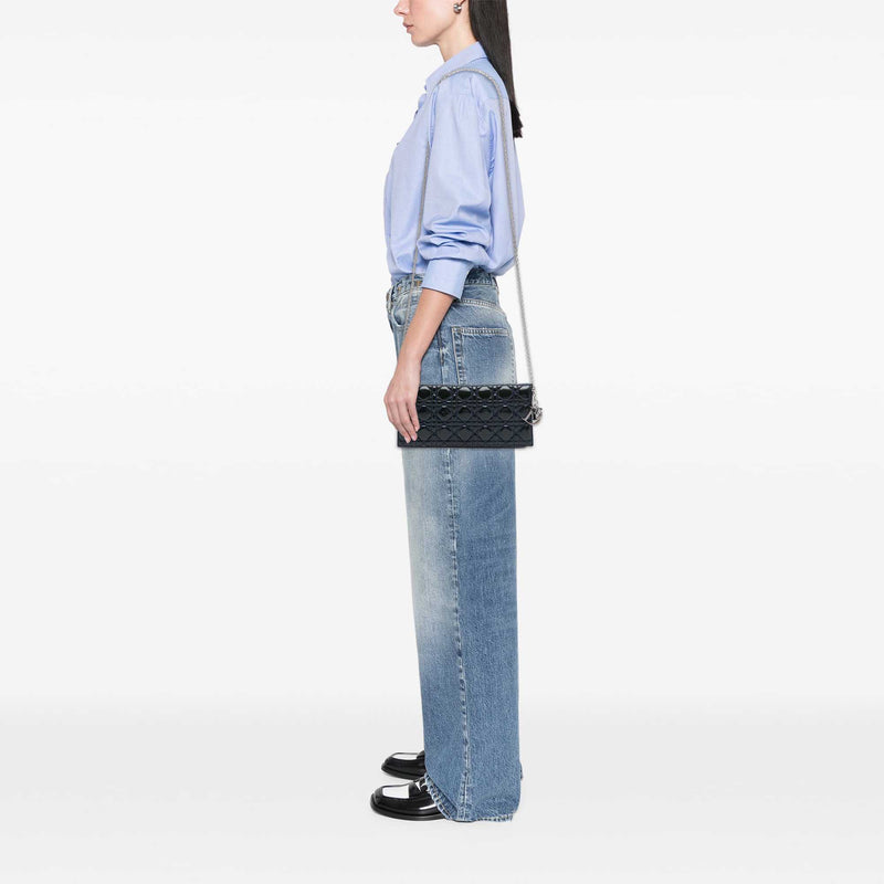 Patent Cannage Lady Dior Clutch with Chain - Image 6