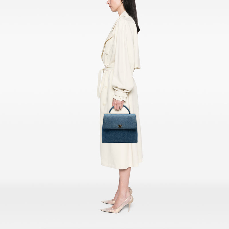 CC Denim Kelly Top Handle Bag - Image 7